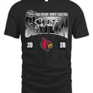 Louisville Cardinals 2026 NCAA Women's Basketball Tournament March Madness Sweet 16 Court Shot T-Shirt