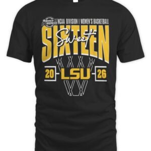 LSU Tigers 2026 NCAA Women's Basketball Tournament March Madness Sweet 16 Court Shot T-Shirt