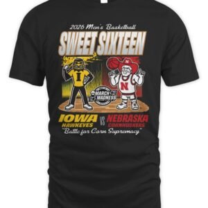 Nebraska Cornhuskers vs Iowa Hawkeyes Sweet 16 Mascot T-Shirt 2026