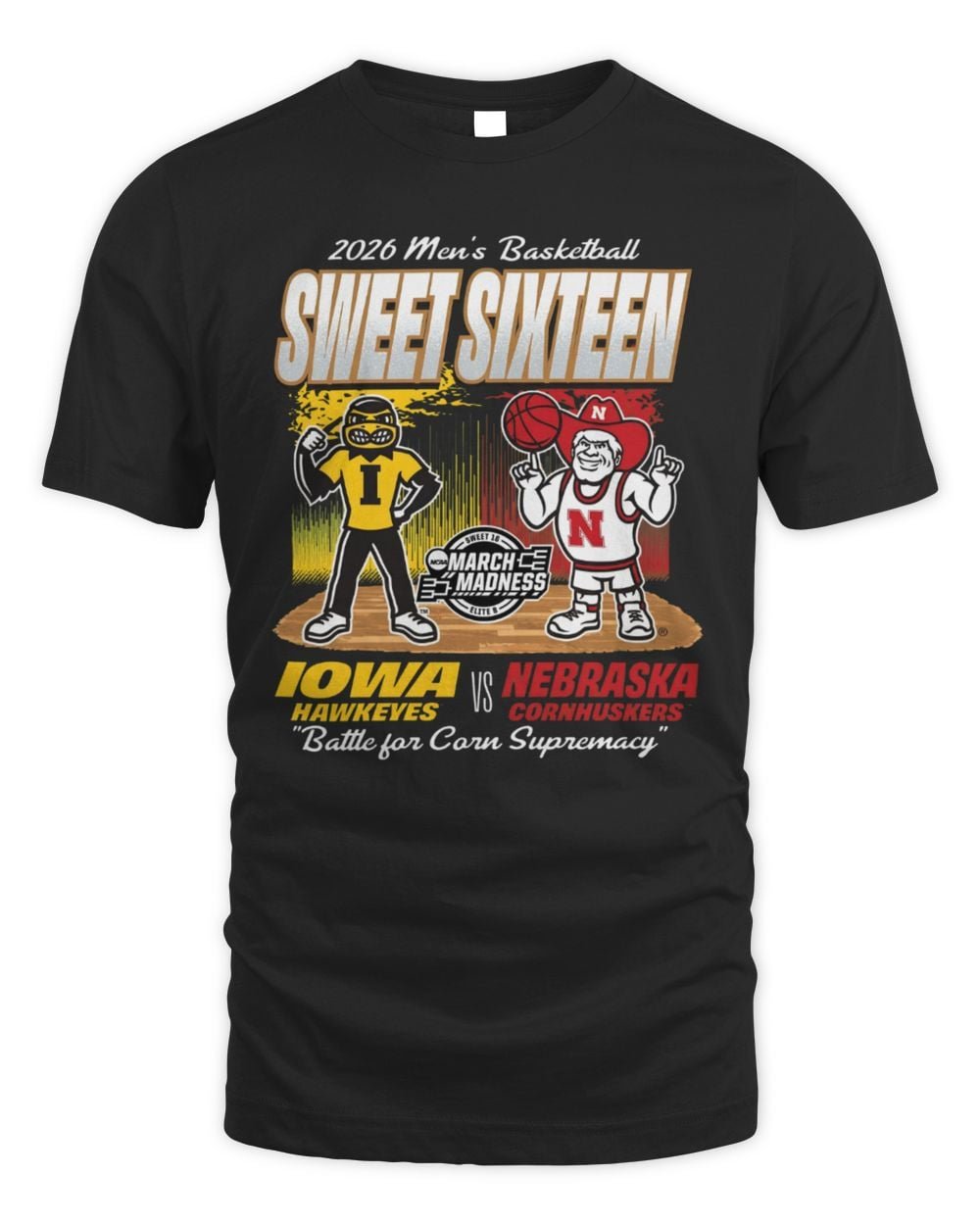 Nebraska Cornhuskers vs Iowa Hawkeyes Sweet 16 Mascot T-Shirt 2026
