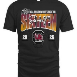 South Carolina Gamecocks 2026 NCAA Women's Basketball Tournament March Madness Sweet 16 Court Shot T-Shirt