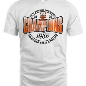 Oklahoma State Cowboys Blue 84 2026 Big 12 Wrestling Champions T Shirt