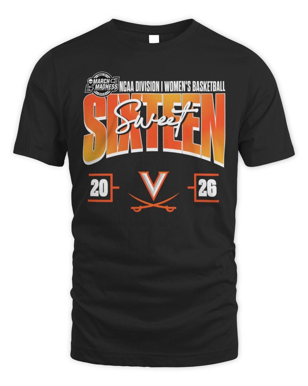 Virginia Cavaliers 2026 NCAA Women's Basketball Tournament March Madness Sweet 16 Court Shot T-Shirt