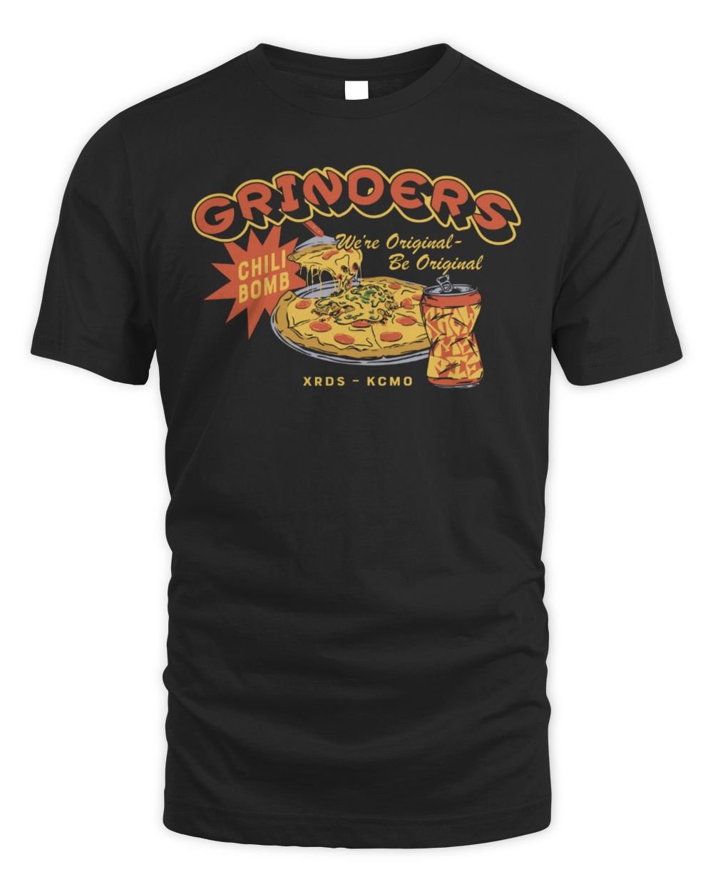 Grinders Chili Bomb Pizza Black T Shirt